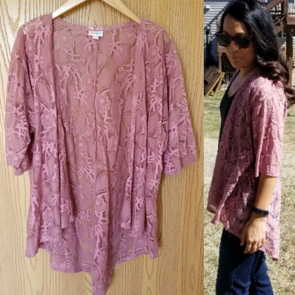 LuLaRoe Tops - [LuLaRoe]❤EUC❤Dusty Rose all over Lace Kimono